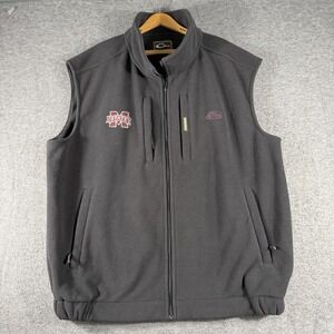 Drake Waterfowl Mississippi State Black Full Zip Fleece Vest Men's 3XL Pockets